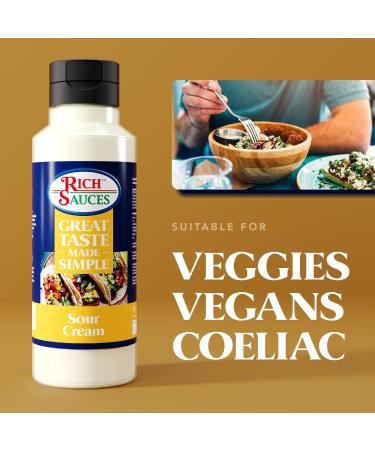GTMS Vegan Sour Cream - 1 Litre Bottle - Thick Creamy Plant-Based Sour Cream Alternative with Authentic Flavour & Texture Ideal for Vegans - Developed in the UK Free From Gluten & Dairy - Buy Online on GoSupps.com
