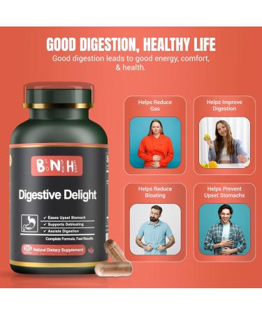 Digestive Delight - Balances Good & Bad Bacteria Naturally - Improved Nutrient Absorption - Microbiome - Excessive Gas - Bloating - Abdominal Pain & Discomfort - Gut Health - Probiotic Free - 180ct - Buy Online on GoSupps.com