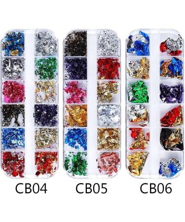 12Grid Gold Glitter Flakes DIY Nail Art Decorations Nail Gold Foil Irregular Aluminum Sequins Ultra-thin(CB03) - Buy Online on GoSupps.com