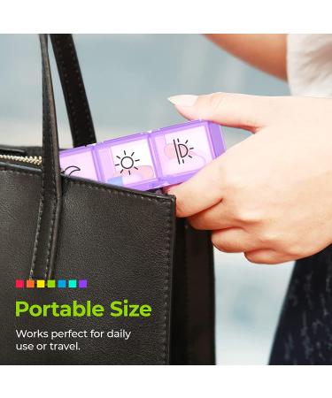 AUVON iMedassist Large 7 Day Pill Organizer for Vitamins & Medication - Portable, Moisture-Proof Weekly Pill Box with 4 Times a Day Removable Containers - Light Pink - Buy Online on GoSupps.com