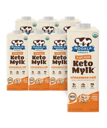 Mooala  Organic Cinnamon Roll Keto Mylk, 1L (Pack of 6)  Shelf-Stable, Non-Dairy, Gluten-Free, Soy-Free, Plant-Based Milk With  1g Carb per Serving Cinnamon Roll 33.8 Fl Oz (Pack of 6)