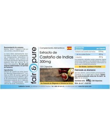 Fair & Pure - Horse chestnut extract 300mg - 120 vegan capsules - Buy Online on GoSupps.com