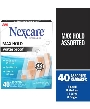 Nexcare Max Hold Waterproof Bandages Assorted 40 ct value pack Assorted 40 Count - Buy Online on GoSupps.com