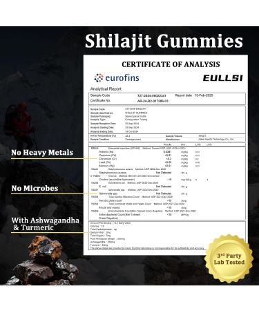 Eullsi Pure Shilajit Gummies for Men & Women Organic Ashwagandha Gummies 85+ Trace Minerals & 75% Fulvic Acid for Energy Stamina & Immune Support Vegan Non-GMO 60 Count - Buy Online on GoSupps.com