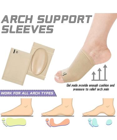 Arch Support Sock 4-Piece Set for Flat Foot, Metatarsal & Plantar Pain Relief - Beige - Buy Online on GoSupps.com