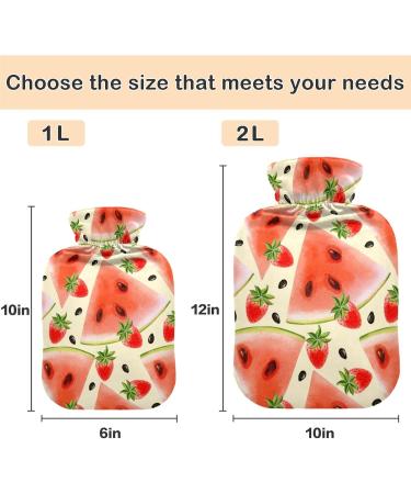 Naanle Watermelon Strawberry Heat Bottle with Cover | 1L Hot Water Bottle for Bed & Pain Relief | Hand & Foot Warmer | Heat & Cold Therapy - Buy Online on GoSupps.com