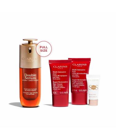 Buy Clarins NEW Double Serum - Anti Aging Face Serum for All Skin Types | Firm Smooth Boost Radiance & Refine Pores | 24H Hydration | Super Restorative Set - Buy Online on GoSupps.com