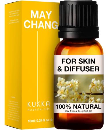 Kukka May Chang Essential Oil for Diffuser - 100% Natural Aroma May Chang Oil for Skin Soap Making Fragrance Herbaceous & Citrusy Scent (10 ml) May Chang 10.00 ml (Pack of 1)