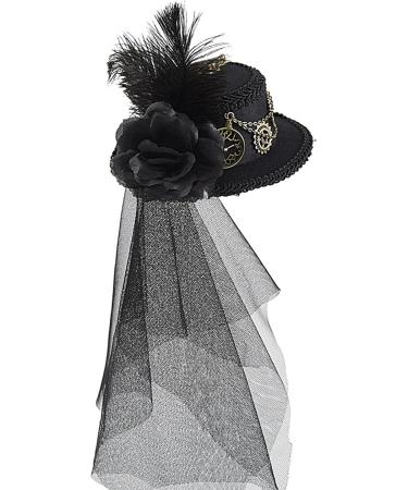 Steampunk Hair Clip Vintage Steampunk Lace Veil Hair Pieces | Chic Headwear Unique Gothic Hair Accessories with Small Hat for Masquerade Role Costume - Buy Online on GoSupps.com