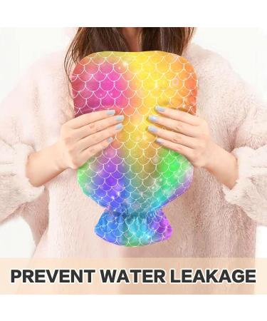 Hot Water Bottle 2L with Fish Rainbow Scales Cover - Pain Relief & Winter Warmth for Hands & Feet - Buy Online on GoSupps.com