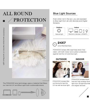 FONHCOO Blue Light Filter Glasses for Women - Super Lightweight TR90 Anti-Fatigue Computer & Gaming Glasses (Transparent) - Buy Online on GoSupps.com