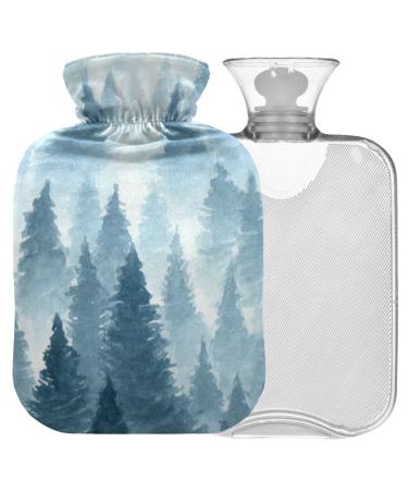 NAANLE hot water bottle with cover watercolor forest transparent hot water bottle hot water bottle for relief for back pain hand feet warmer for neck heat and cold therapy 1 l