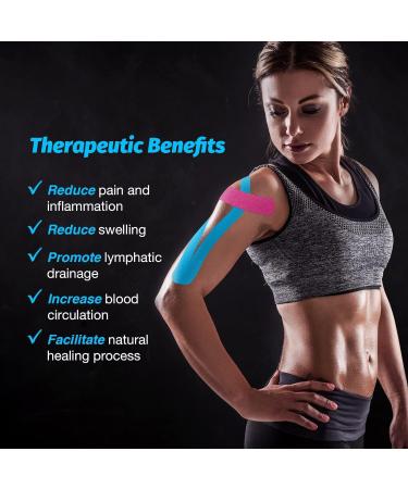 AnjoCare Kinesiology Tape for Muscles & Joints - Sports & Injury Recovery Tape - Pink & Blue - Precut for Knee, Ankle, Shoulder - Buy Online on GoSupps.com