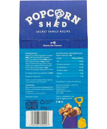 Popcorn Shed Salted Caramel Gourmet Popcorn - 80g Gift Box, Gluten-Free, Vegetarian Snack Blue Milk-Chocolate - Movie Night Essential - Buy Online on GoSupps.com