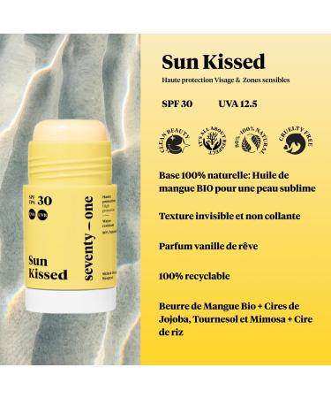  seventyone PERCENT SeventyOne Percent Sun Kissed: Sun Stick SPF 30 | Face and Sensitive Areas | Vegan | Very High Protection | Very Water Resistant | 80% Natural - Made in France | 15g - Buy Online on GoSupps.com