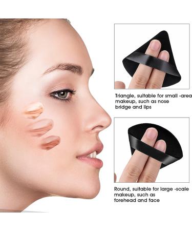 Velour Triangle Powder Puff Set with Mini Finger Makeup Sponges - 4 Pieces for Mineral Powder and Body Foundation - Buy Online on GoSupps.com