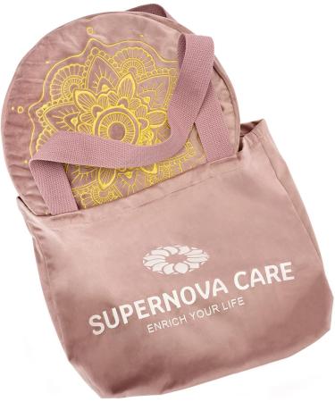 Traditional Tibetan Zafu Meditation Cushion - Soft Velvet with Embroidery - Rose Quartz - Buy Online on GoSupps.com