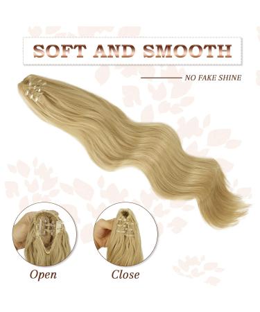 Feshfen 50cm Ponytail Extensions Clamp - Wavy Ash Blonde Hair Extensions for Women - Buy Online on GoSupps.com