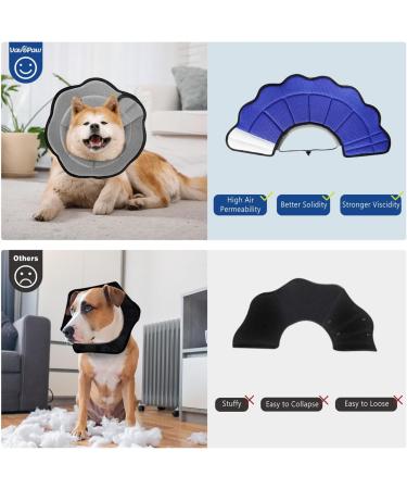 VAVOPAW Adjustable Protective Collar for Dogs & Cats - Breathable Elizabethean Neck Band - Leak Protection After Surgery - Eco-Friendly Blue/Gray - Buy Online on GoSupps.com