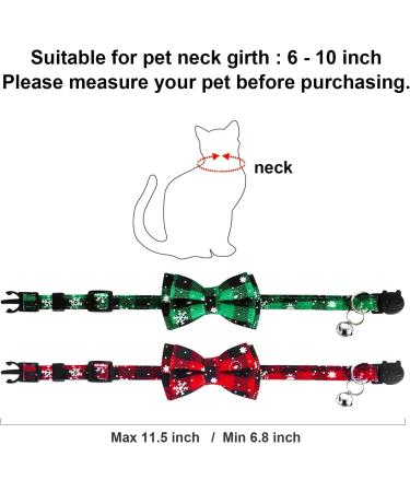 2 Pack Christmas Cat Collar Set with Bow Tie and Bell | Red Green Plaid Xmas Kitten Collar | Adjustable Breakaway Collar for Kitty Cat - Buy Online on GoSupps.com