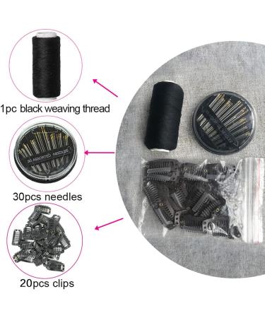 20pcs Hair Extension Clips DIY Wig Combs of 9-Teeth 32mm 1.2g/Pc Metal Snap Hair Clips 1pc Weaving Thread 1set/30pcs Needles Black - Buy Online on GoSupps.com