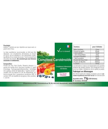 Carotenoid Complex - 120 Vegan Capsules | Natural Antioxidants & Multi-Carotenoid Mix | Vitamintrend  - Buy Online on GoSupps.com