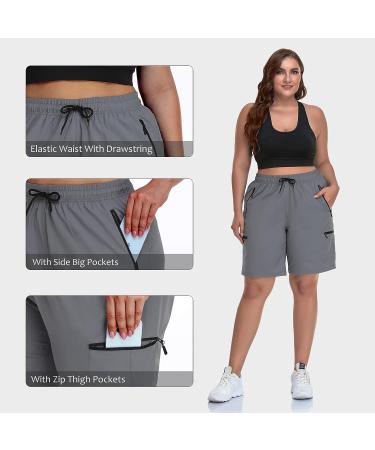 SEKINO Women's Plus Size Gray Hiking Cargo Shorts | Quick Dry & Lightweight Outdoor Shorts (2X) - Buy Online on GoSupps.com