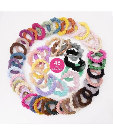 Scrunchies Hair Ties for Heavy or Curly Hair - 48 PCS Elastic Ponytail Holders for Women and Girls - Multi-2 - Buy Online on GoSupps.com