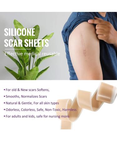 Silicone Scar Tape Roll - Professional Scar Removal Strips - 6 Month Supply - Medical Grade Treatment for C-Section, Burn, Keloid, Acne - Reusable & Effective - Buy Online on GoSupps.com