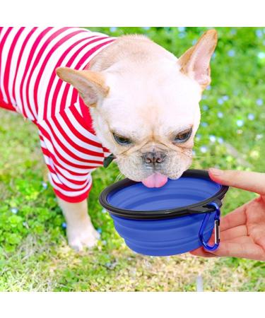 Slson 2-Piece Foldable Travel Dog Bowl Set - 350ml Blue & Red Pet Water & Feed Bowls with Carabiners for Dogs & Cats - Buy Online on GoSupps.com