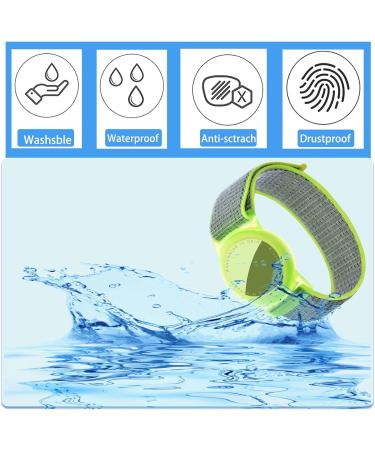 Dingfeiyu Airtag Waterproof Wristband for Kids & Adults - Adjustable Anti Lost Bracelet in Chartreuse Nylon - Buy Online on GoSupps.com