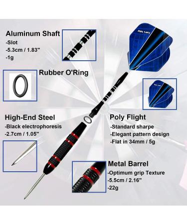 GOOSO Professional Steel Tip Darts Set 22G with Flights, Sharpener & Magnetic Case - 6 Pack - Buy Online on GoSupps.com