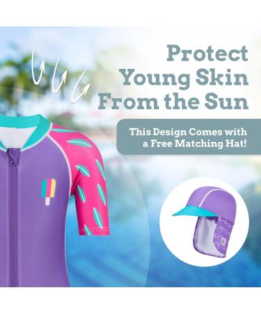 Juicy Bumbles Baby Swimsuit - One Piece Toddler Swimming Costume - Short Sleeve Infant Swimwear for Girls and Boys (6 Months - 5 Years) - 1 Year Surfer Design - Buy Online on GoSupps.com