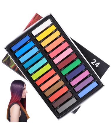 Hair Chalk 24 Colors Temporary Hair Dye Safe Hair Chalk for Kids Washable Temporary Hair Colour Pen Colorful Gifts for Kids & Adults Halloween Carnival Cosplay Party
