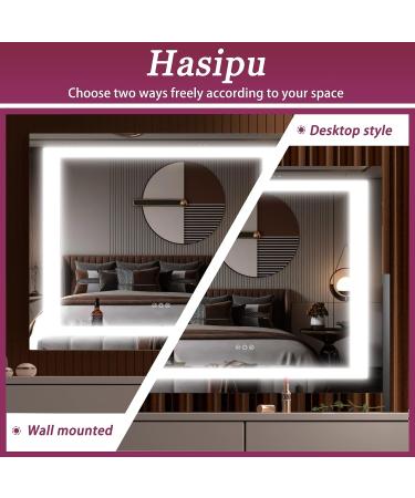 Hasipu Vanity Mirror with Lights 24.2 x 19.7 - LED Makeup Mirror with 10X Magnification, USB Phone Holder, Smart Touch, 3 Colors Dimmable - Square Black 24.2 x 19.7 - Buy Online on GoSupps.com