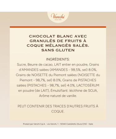 Venchi - uf Mignon au Chocolat Blanc Sal 70 Gr avec Pistaches Amandes et "Noisettes du Pi mont" Sans Gluten Collection de P ques Venchi Id e Cadeau - Buy Online on GoSupps.com