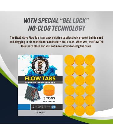 HVAC Guys Flow Tabs - 18 Pack with Gel Lock Technology | Prevents Overflow & Keeps Drain Pans Clean | 1 Tab 18 Regular Tablets | Lasts up to 3 Months | Made in the USA - Buy Online on GoSupps.com