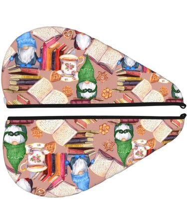 Super Absorbent Microfiber Hair Towel Wrap for Women - Gnomes Books Tea Cups Design | Quick Dry Coral Velvet for Long & Curly Hair - Buy Online on GoSupps.com