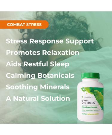 Youngevity Ultimate D-Stress Natural Stress Relief Supplement with Magnesium Valerian Root Extract and B Vitamins Supports Adrenal Health and Nervous System 120 Capsules - Buy Online on GoSupps.com