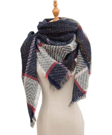 Hanxiulin Women's Triangular Scarf - Warm Autumn Poncho Wrap & Button Towel - Classic Marine Design - Buy Online on GoSupps.com