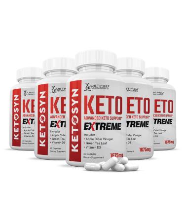 (5 Pack) Ketosyn Keto ACV Extreme Pills 1675 MG Keto Support Blend Capsule Alternative To Keto ACV Gummies Formulated with Apple Cider Vinegar Extra Virgin Olive Oil Powder Green Tea Leaf 300 Capsules