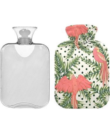 Naanle 2L Hot Water Bottle with Cover - Palm Leaf Parrots - Pain Relief & Heat Therapy for Menstrual Cramps - Transparent Large Hot Water Bottle - International Shipping - Buy Online on GoSupps.com