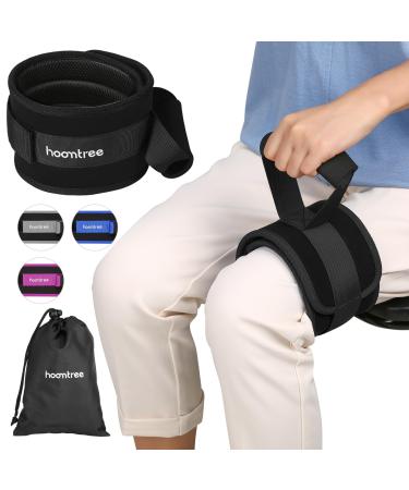 Hoomtree Leg Lifter Strap for Limited Mobility Thigh Lifter Strap with Padded Grip and Loop for Knee Hip Surgery Recovery Aids Mobility Aids Tool for Disabled Eldly Get in and Out of Bed Wheelchair 1 pack Black