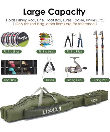 Lixada Portable Folding Fishing Rod Case - 130cm Army Green | Fishing Pole Storage Bag & Organizer - Buy Online on GoSupps.com