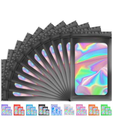 TIFICAL 100 PCS Smell Proof Bag Holographic Bags Packaging Bags for Small Business Foil Freshies Bags for Food Storage Sample Bags Resealable Bags for Eyelash Jewelry Lip Gloss 2.4x3.9 Inch Black - Buy Online on GoSupps.com