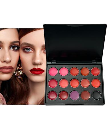 Palette de couleurs l vres palette de l vres de maquillage 15 couleurs palette de gla age l vres de texture mate de couleur | Hydrating Makeup Lipstick Portable construisible pour - Buy Online on GoSupps.com