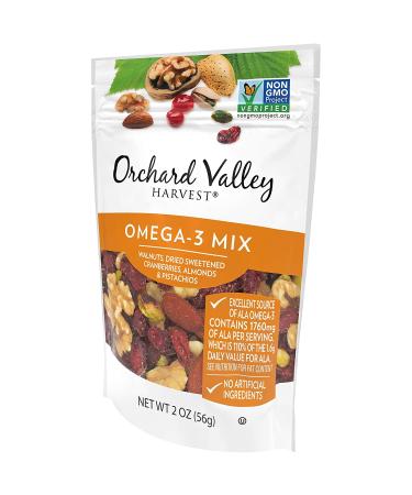 Orchard Valley Harvest Omega-3 Mix - Walnuts, Cranberries, Almonds, Pistachios - 2 Ounce Bags, Gluten Free, Non-GMO, No Artificial Ingredients - Buy Online on GoSupps.com
