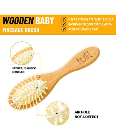 Tulit Baby Hair Brush and Comb Grooming Kit - Natural Soft Goat Hair and Bamboo Bristle Set for Newborns - Buy Online on GoSupps.com