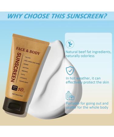 Cr me solaire min rale naturelle au suif de b uf SPF 50 rafra chissante et non grasse protection solaire longue dur e id ale pour les voyages en plein air 2pcs - Buy Online on GoSupps.com