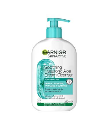 Garnier Hyaluronic Aloe Soothing Cream Cleanser Removes Makeup & Impurities Hydrates & re-plumps For Normal to Dry skin 250ml 250 ml (Pack of 1) Hyaluronic Aloe Soothing Cleanser - Buy Online on GoSupps.com